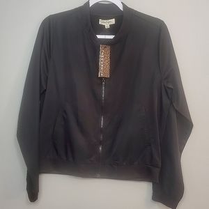 Womens Jessica Simpson Activewear Black With Mesh Back Jacket Size Large New